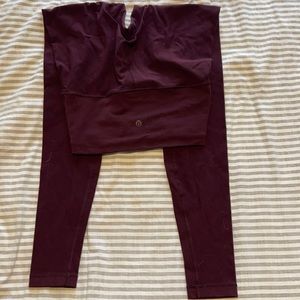 Lululemon burgundy maroon wunder under leggings
